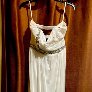 White formal or wedding dress. Floor length. Worn once by a 5’8” woman